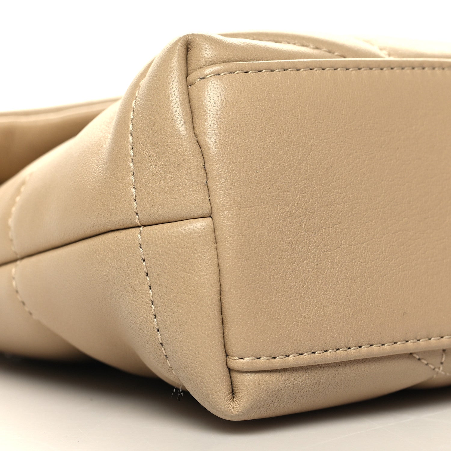 Saint Laurent Lambskin Quilted Toy Loulou Puffer Monogram Chain Satchel Dark Beige 9 of 11
