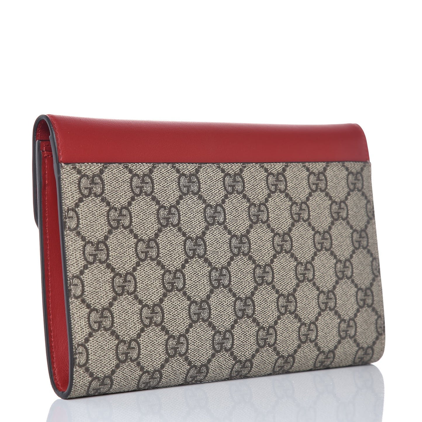 GG Supreme Monogram Mini Peony Pearly Clutch Red