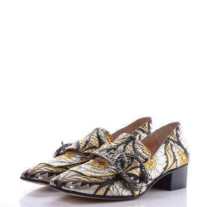 Gucci Brocade Floral Jacquard Dionysus Loafers 40 Black 3 of 8