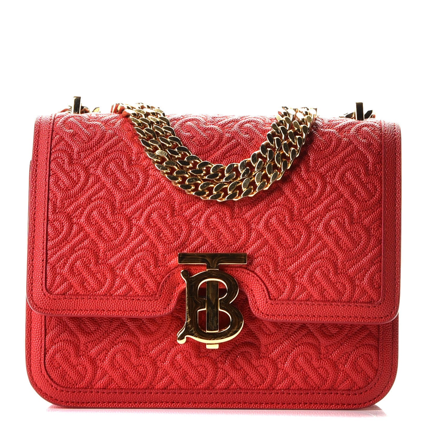Grainy Calfskin Monogram Embossed Small TB Chain Bag Bright Red