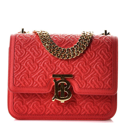Burberry Grainy Calfskin Monogram Embossed Small TB Chain Bag Bright Red 1 of 10