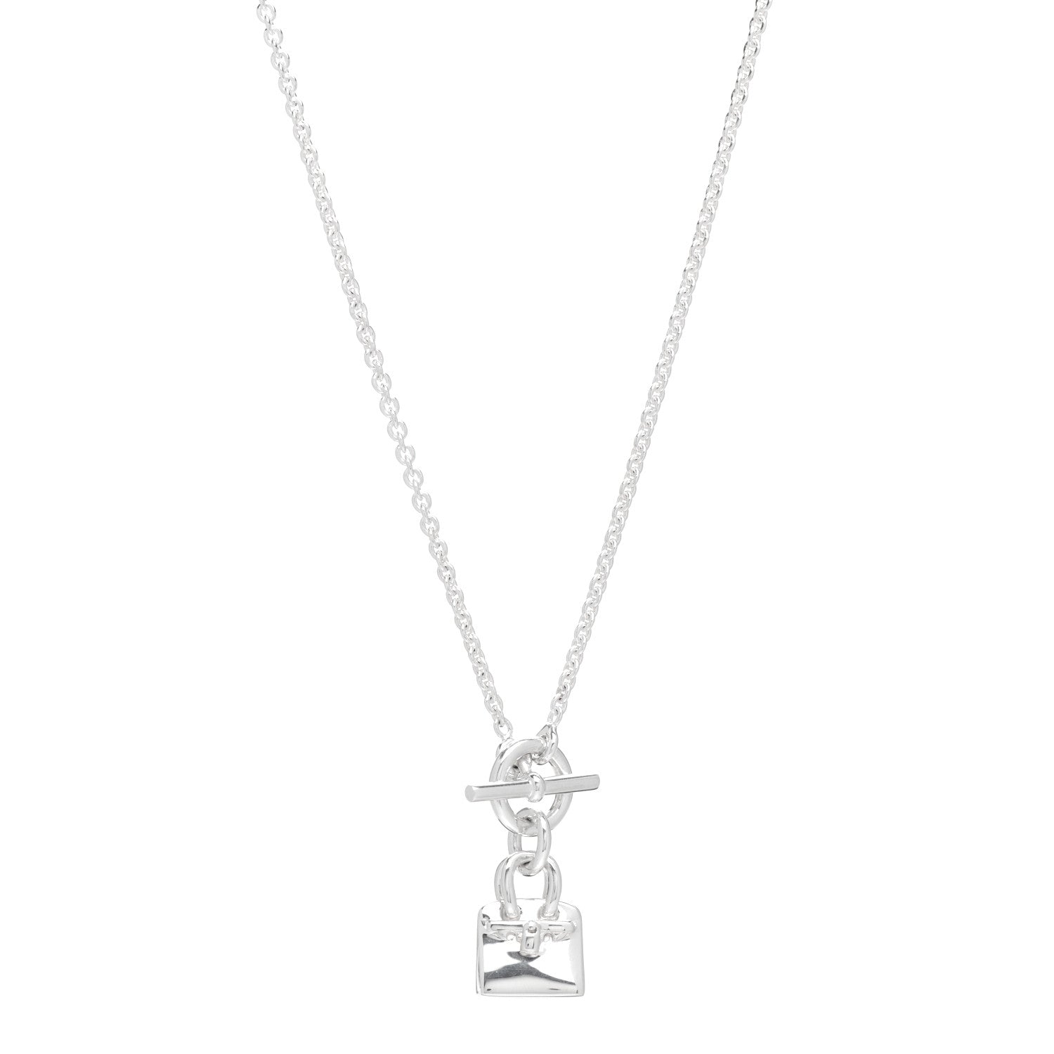 Hermes Sterling Silver Kelly Charm Pendant Necklace 1 of 5