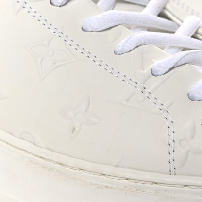 Louis Vuitton Lambskin Embossed Monogram Time Out Sneakers 37.5 White 13 of 14