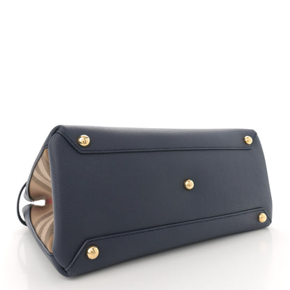 Burberry Derby Calfskin Vintage Check Medium Banner Tote Regency Blue 4 of 11