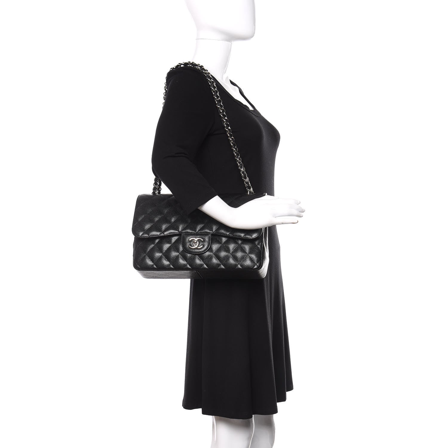 Chanel Caviar Quilted Jumbo Double Flap Black 2 of 11