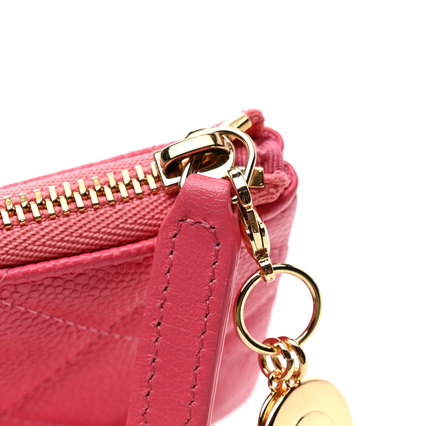 Caviar Quilted Small Cosmetic Case Pink