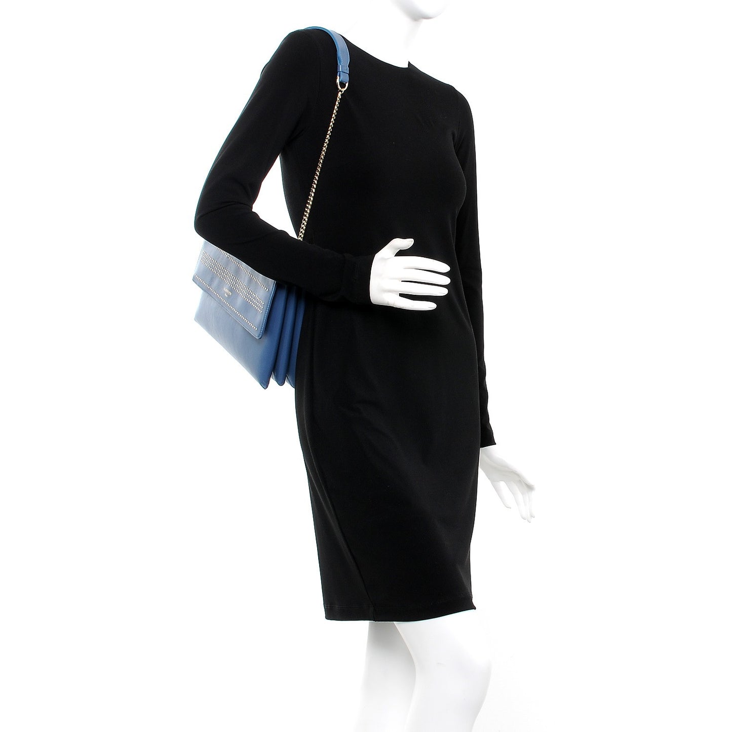 Lambskin Studded Medium Sugar Flap Shoulder Bag Blue