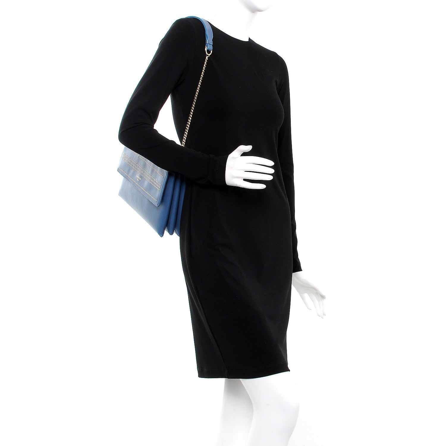 Lanvin Lambskin Studded Medium Sugar Flap Shoulder Bag Blue 2 of 10