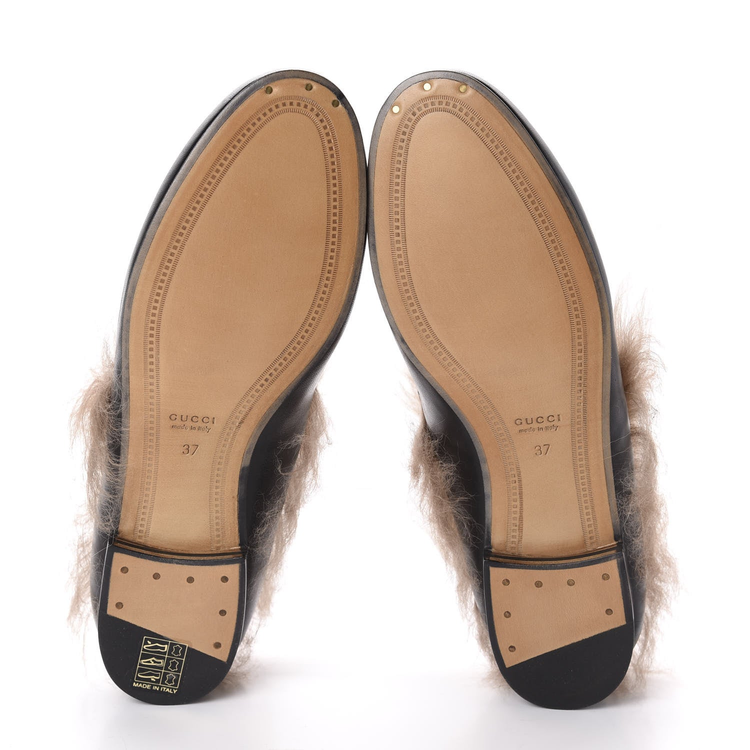 Gucci Malaga Kid Fur Womens Jordaan Loafers 37 Black Natural 5 of 9