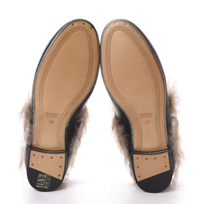 Gucci Malaga Kid Fur Womens Jordaan Loafers 37 Black Natural 5 of 9