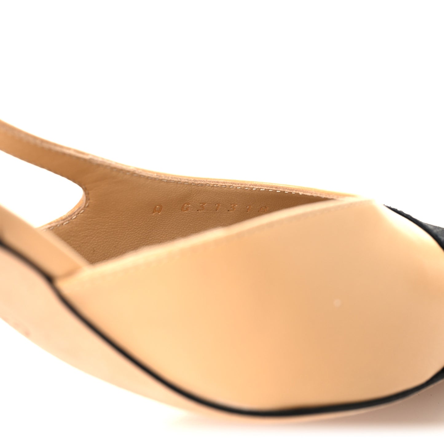 Goatskin Grosgrain Cap Toe CC Slingback Pumps 37 Beige Black