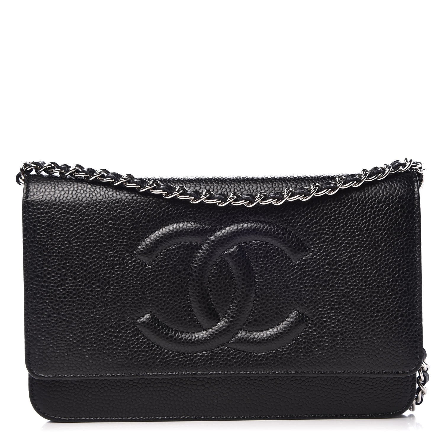 Chanel Caviar Timeless CC Wallet On Chain WOC Black 1 of 9