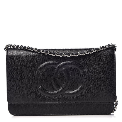 Chanel Caviar Timeless CC Wallet On Chain WOC Black 1 of 9