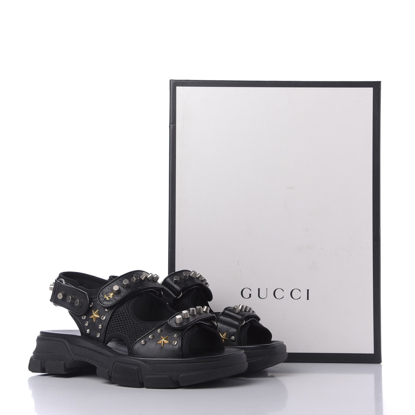Nappa Mesh Studded Mens Aguru Sandals 8 Black