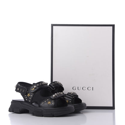 Gucci Nappa Mesh Studded Mens Aguru Sandals 8 Black 8 of 8