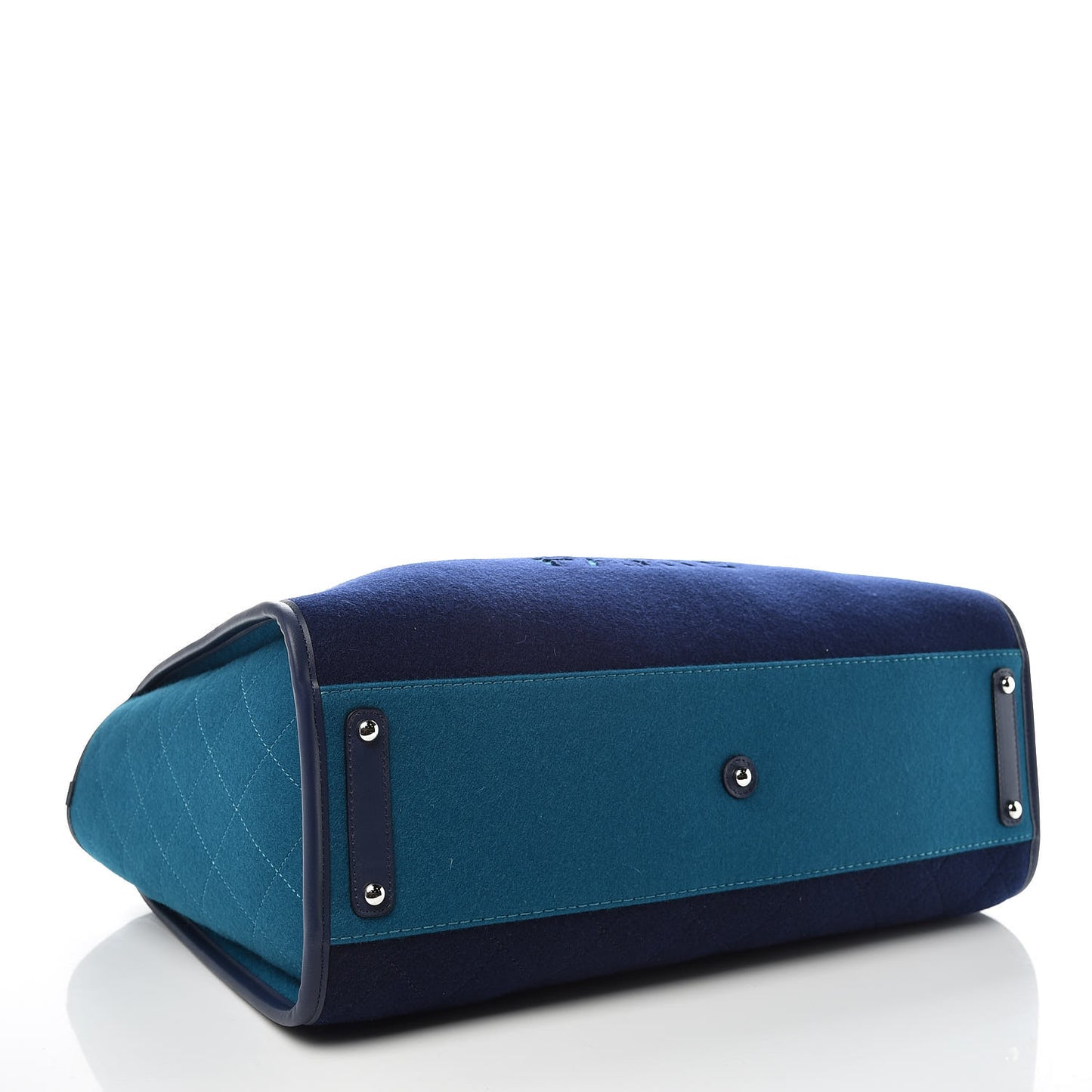 Wool Felt Calfskin Large Deauville Tote Dark Blue