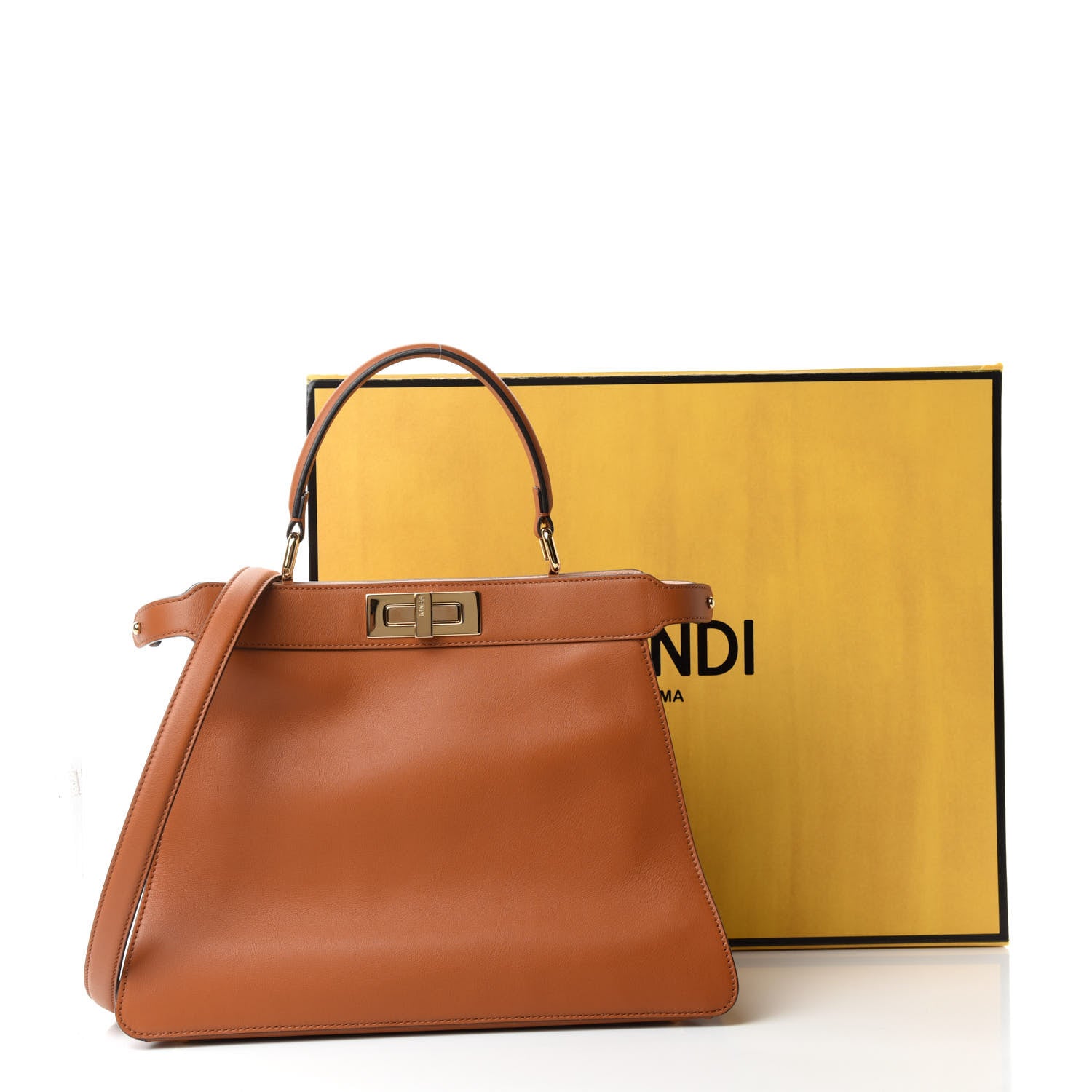 Fendi Vitello Seta Shiny Nappa Medium Peekaboo I SEE U Satchel Brandy Light Rose 12 of 12
