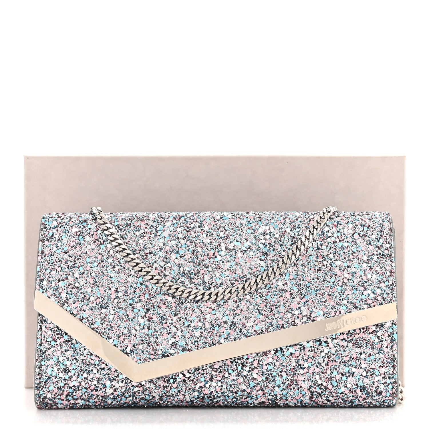 Jimmy Choo Glitter Emmie Clutch Bubblegum Mix 11 of 11
