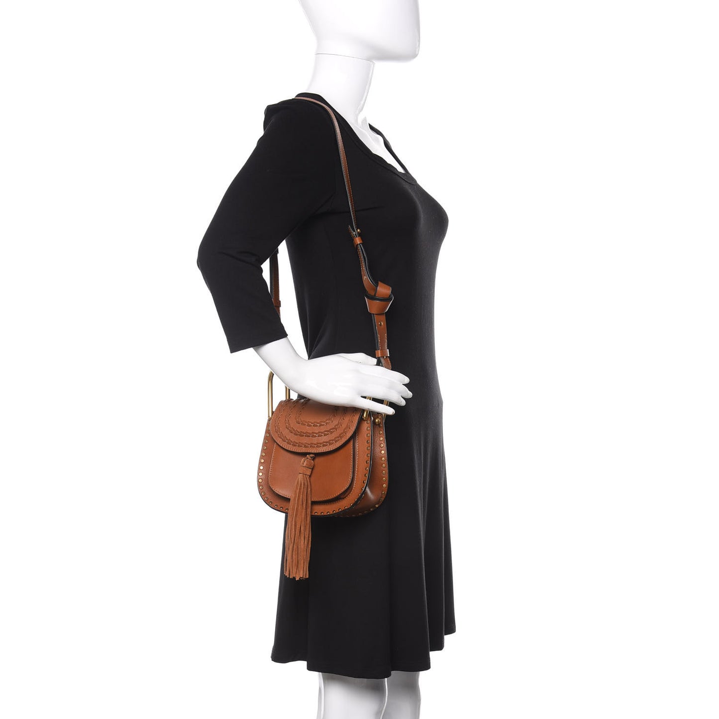 Calfskin Braided Mini Hudson Shoulder Bag Caramel