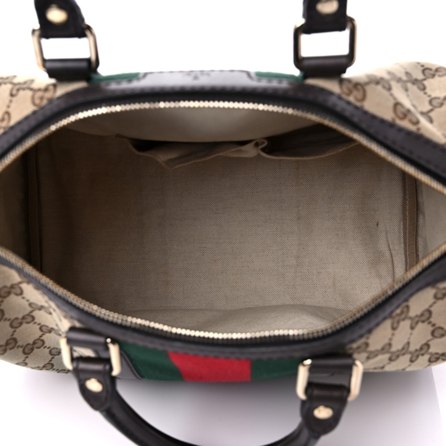 Monogram Selleria Calfskin Vintage Web Medium Boston Beige Ebony Cocoa