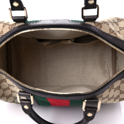 Gucci Monogram Selleria Calfskin Vintage Web Medium Boston Beige Ebony Cocoa 5 of 17