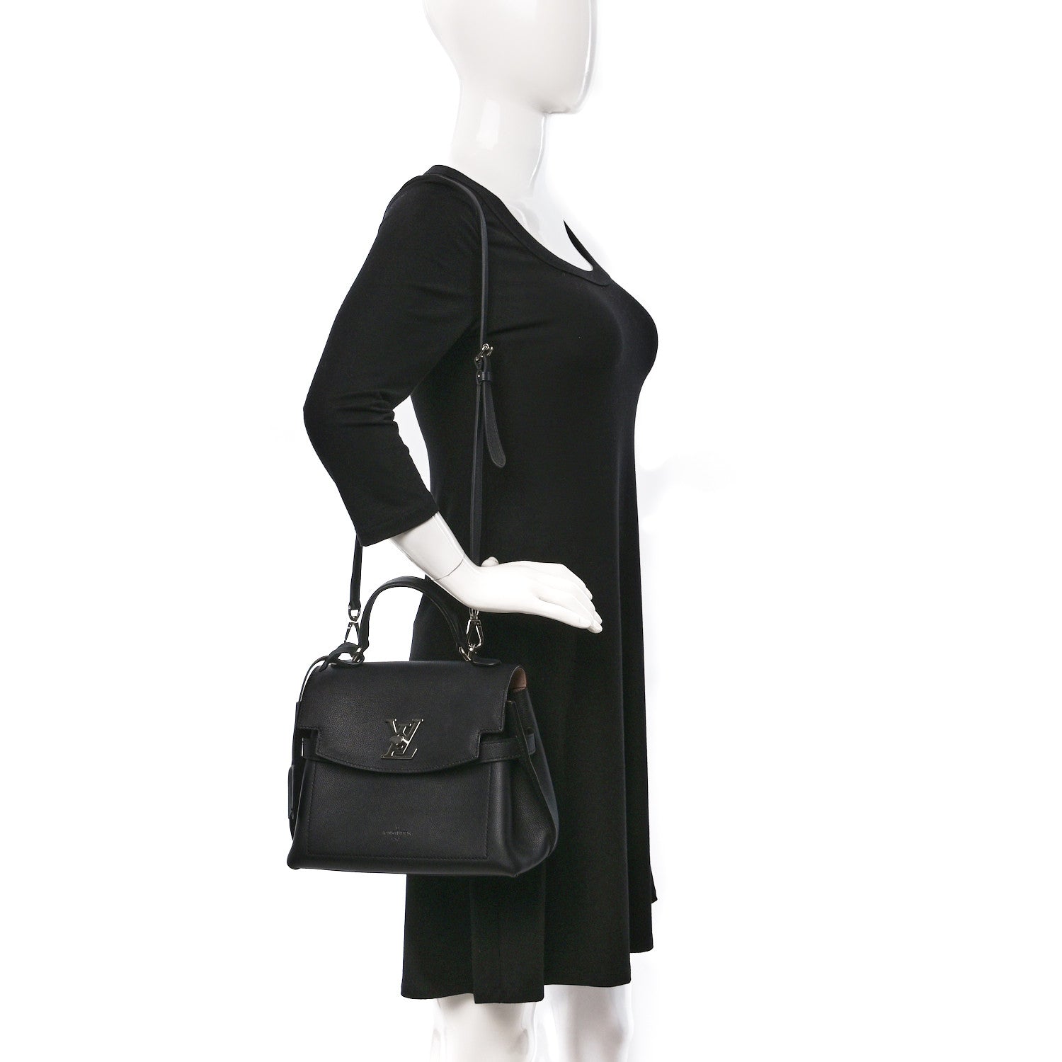 Louis Vuitton Calfskin Lockme Ever BB Black 2 of 8