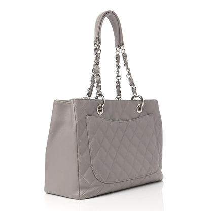 Chanel Caviar Quilted Grand Shopping Tote GST Light Grey 3 of 20