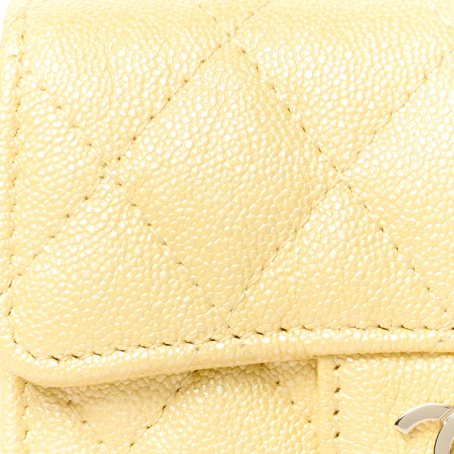 Chanel Iridescent Caviar Quilted Flap Card Holder Yellow 9 of 9