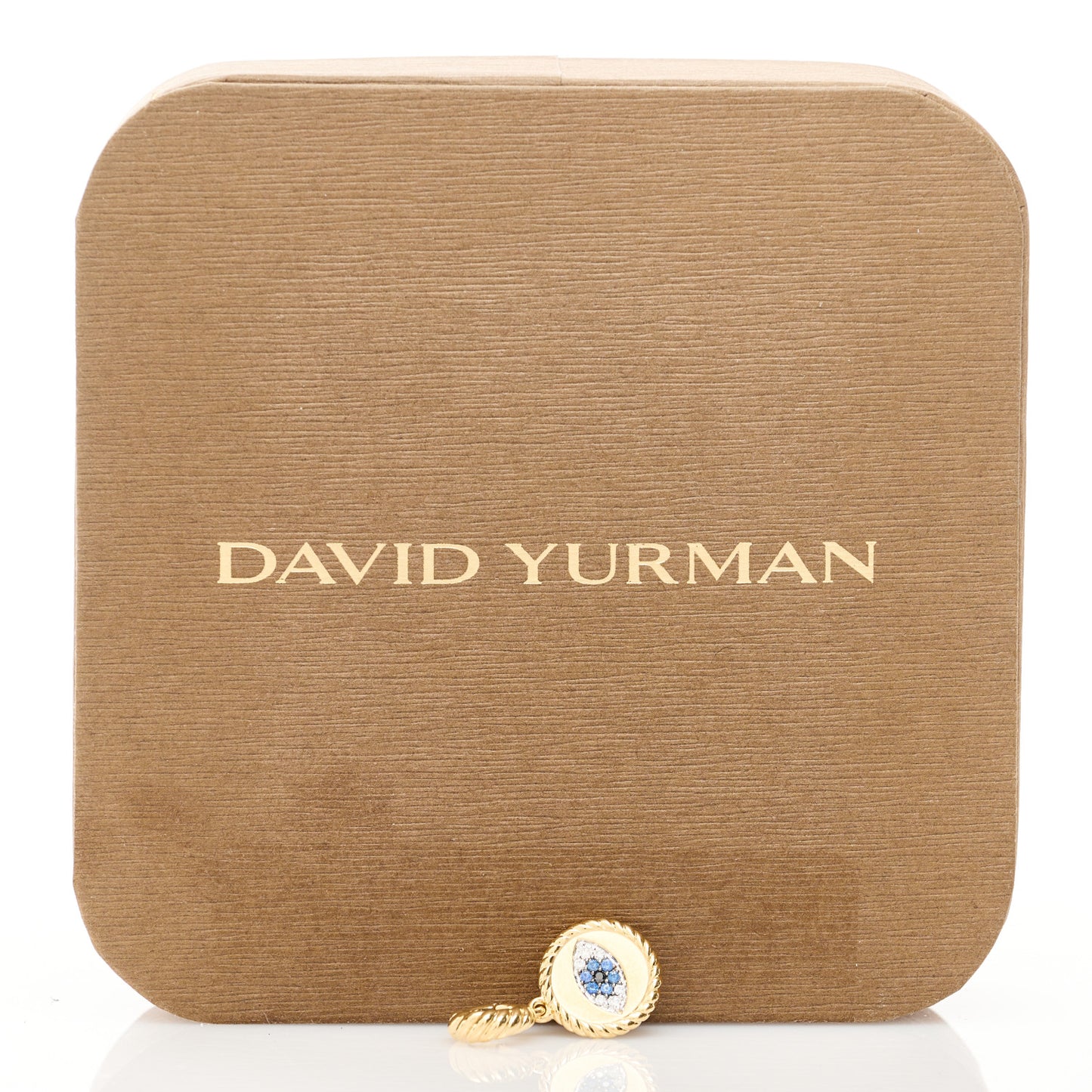 18K Yellow Gold Blue Sapphire Diamond Evil Eye Pendant