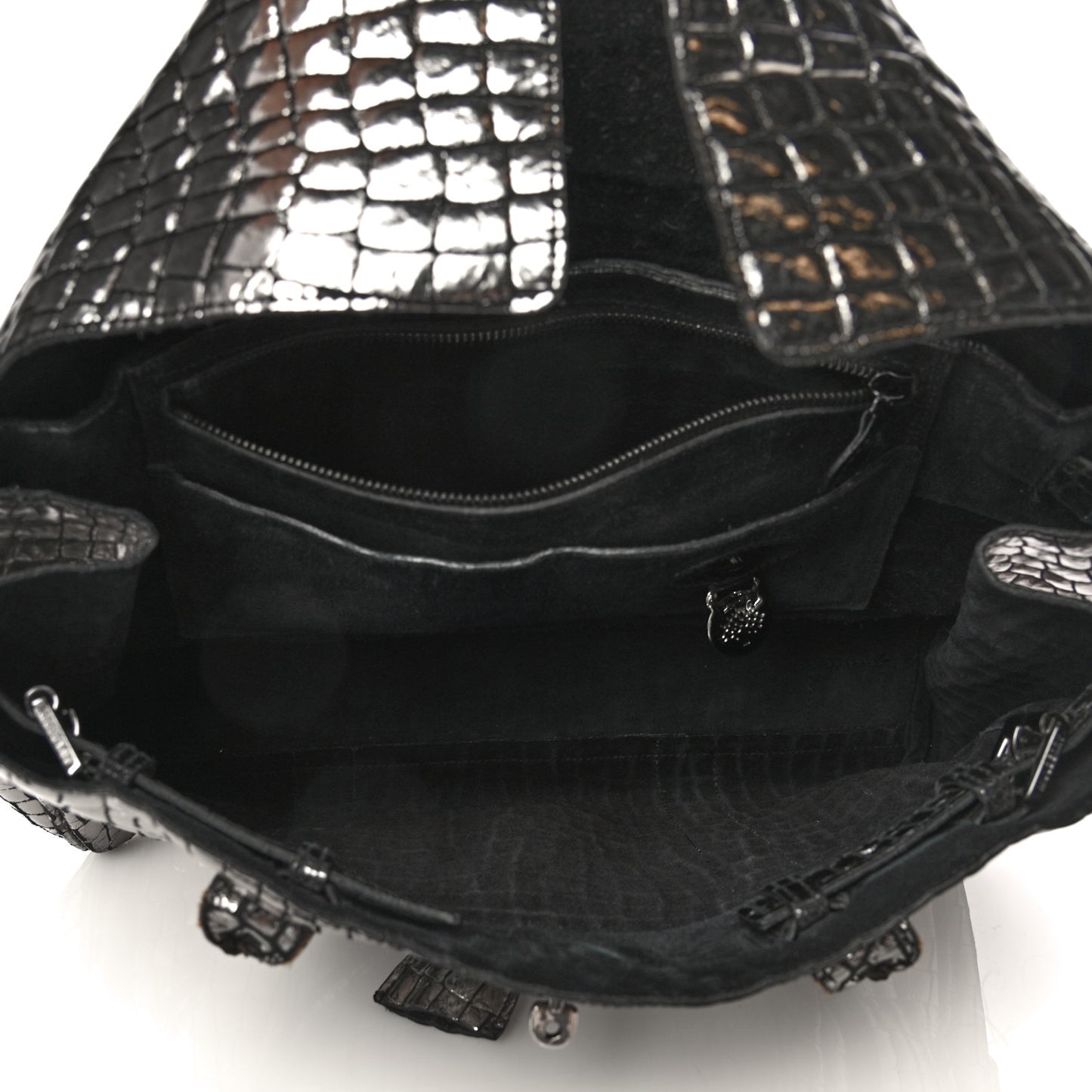 Metallic Crocodile Embossed Calfskin Bayswater Silver