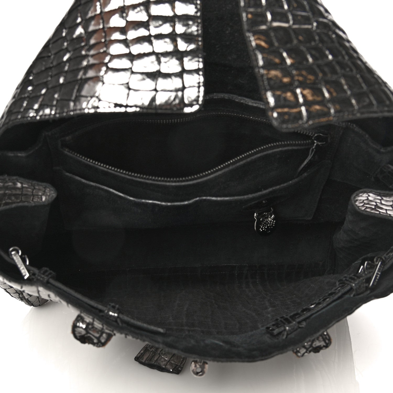 Mulberry Metallic Crocodile Embossed Calfskin Bayswater Silver 5 of 11