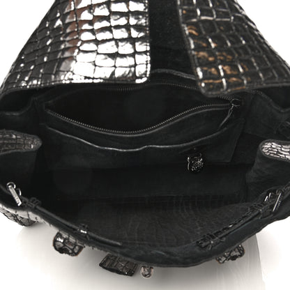 Mulberry Metallic Crocodile Embossed Calfskin Bayswater Silver 5 of 11