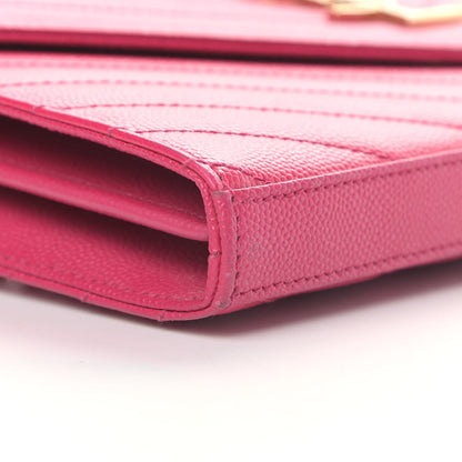 Saint Laurent Grain De Poudre Matelasse Chevron Monogram Chain Wallet Bubblegum 5 of 6