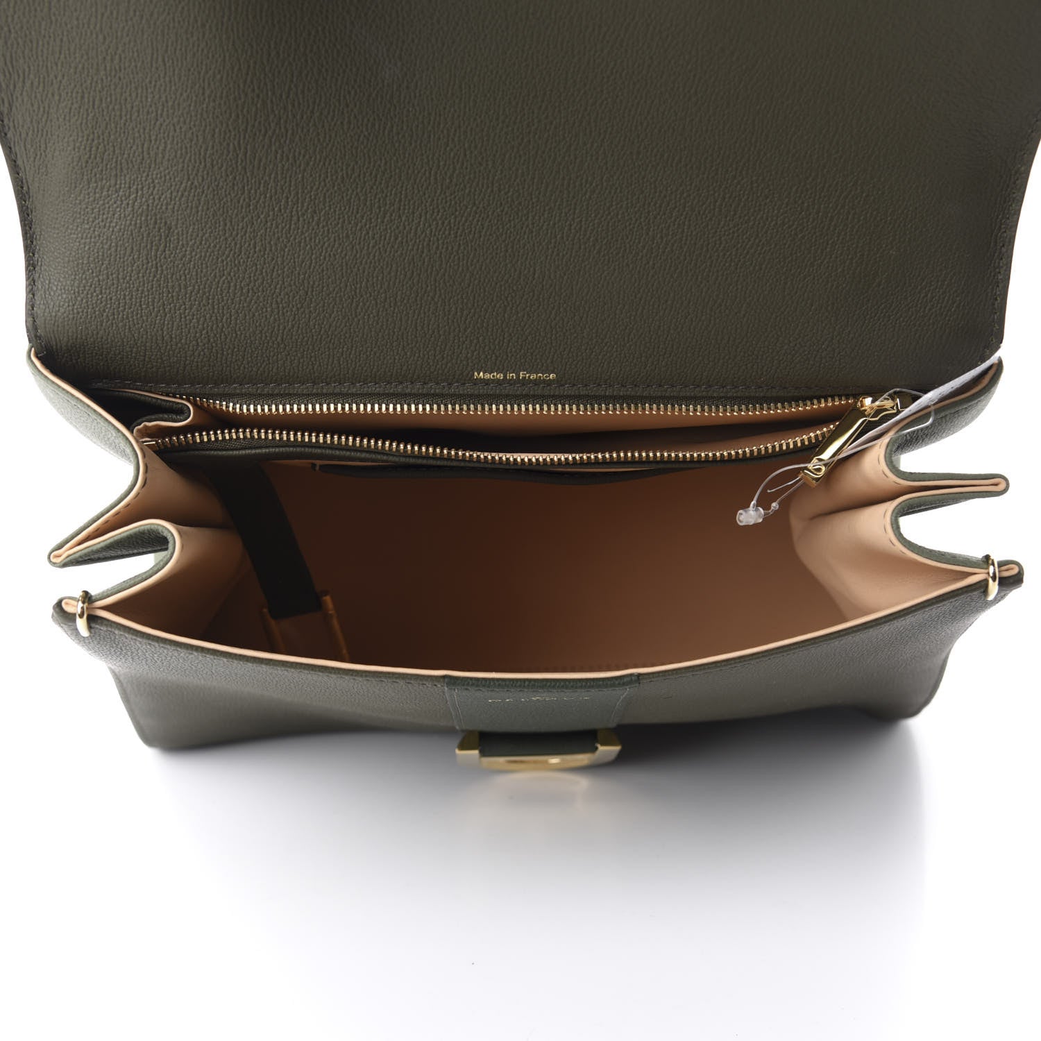 Delvaux Grained Calfskin Bi-Color Brillant MM Satchel Kaki 6 of 12