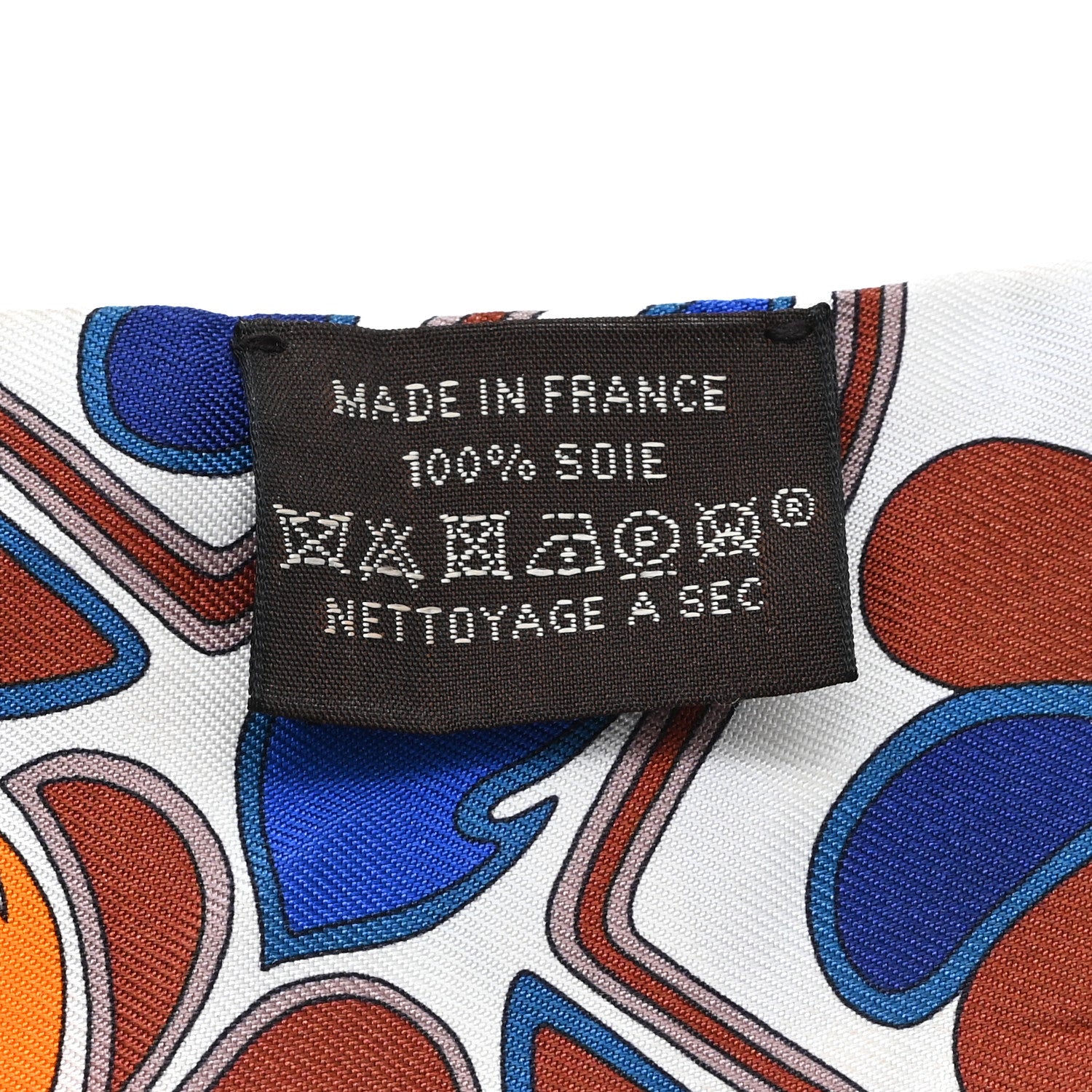 Hermes Silk Printed Twilly Orange Blue White 3 of 3