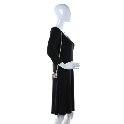 Chanel Metal Lambskin Pearl Chain Flap Bag Long Necklace Gold Black Pearly White 3 of 5