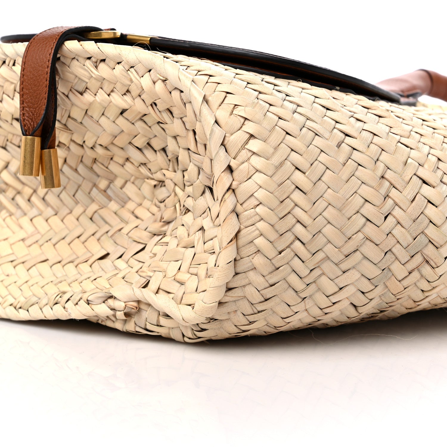 Chloe Raffia Small Grain Calfskin Medium Marcie Basket Tan 9 of 9