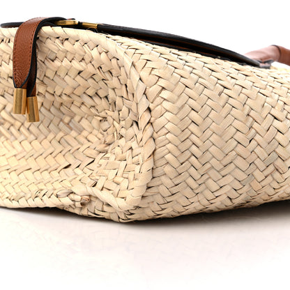 Chloe Raffia Small Grain Calfskin Medium Marcie Basket Tan 9 of 9