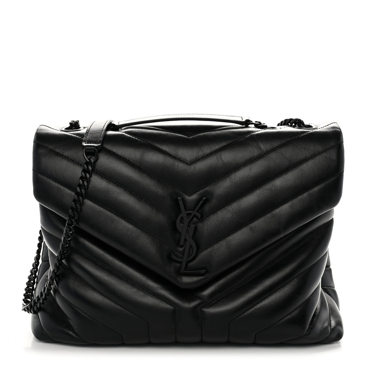 Saint Laurent Calfskin Y Quilted Monogram Monochrome Medium Loulou Chain Satchel Black 1 of 11