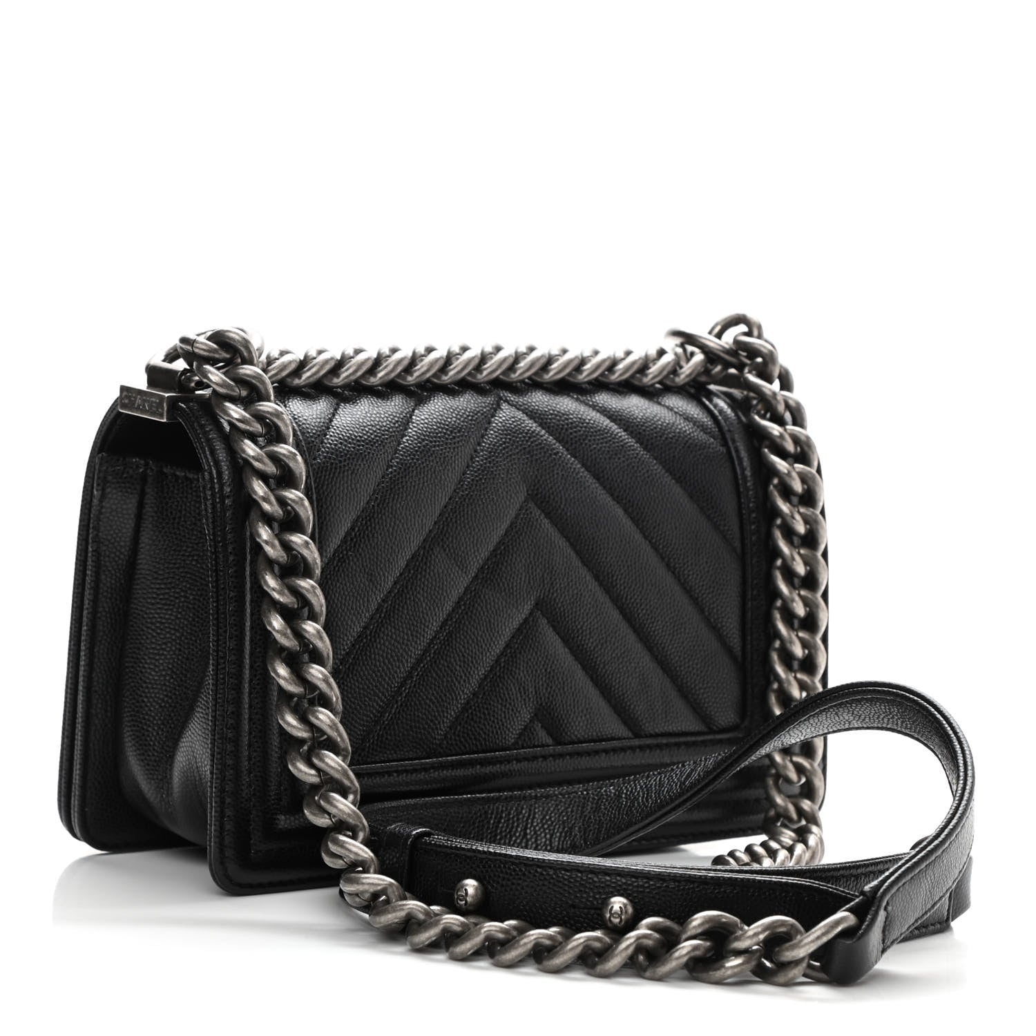 Chanel Caviar Chevron Quilted Small Boy Flap Black 2 of 10