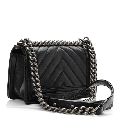 Chanel Caviar Chevron Quilted Small Boy Flap Black 2 of 10