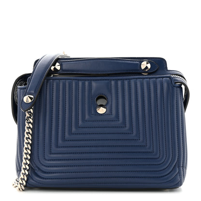 Fendi Shiny Nappa Trapuntata Chain Small DotCom Click Chain Satchel Blue 1 of 13