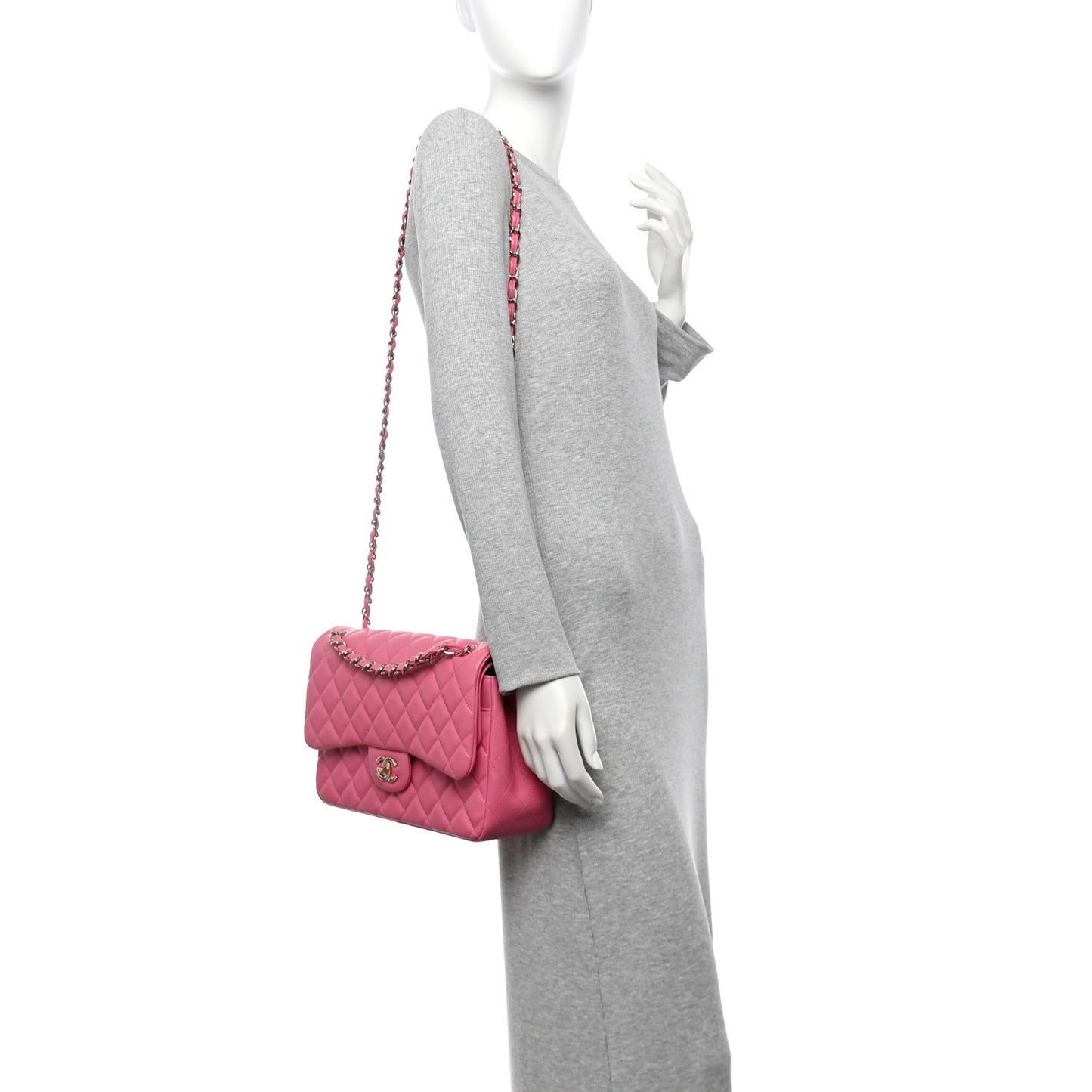 Caviar Quilted Jumbo Double Flap Pink