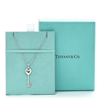 Tiffany Sterling Silver Diamond Heart Key Pendant Necklace 6 of 6