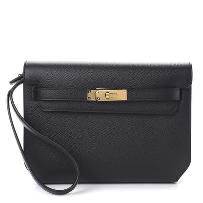 Hermes Epsom Kelly Depeches 25 Pouch Black 1 of 8