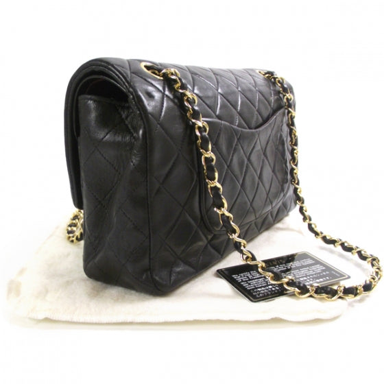 Lambskin Medium Double Flap Black