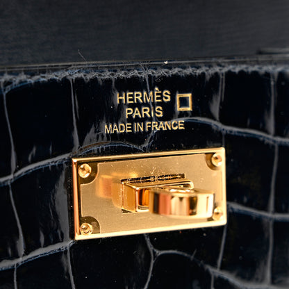 Hermes Shiny Alligator Kelly Pocket Compact Wallet Bleu Baltique 7 of 8