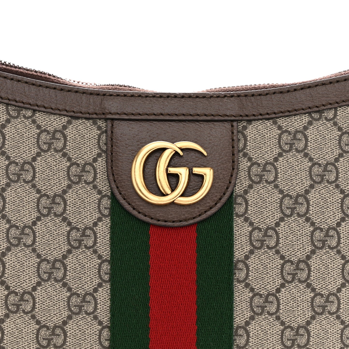 GG Supreme Monogram Web Small Ophidia Half Moon Hobo Brown