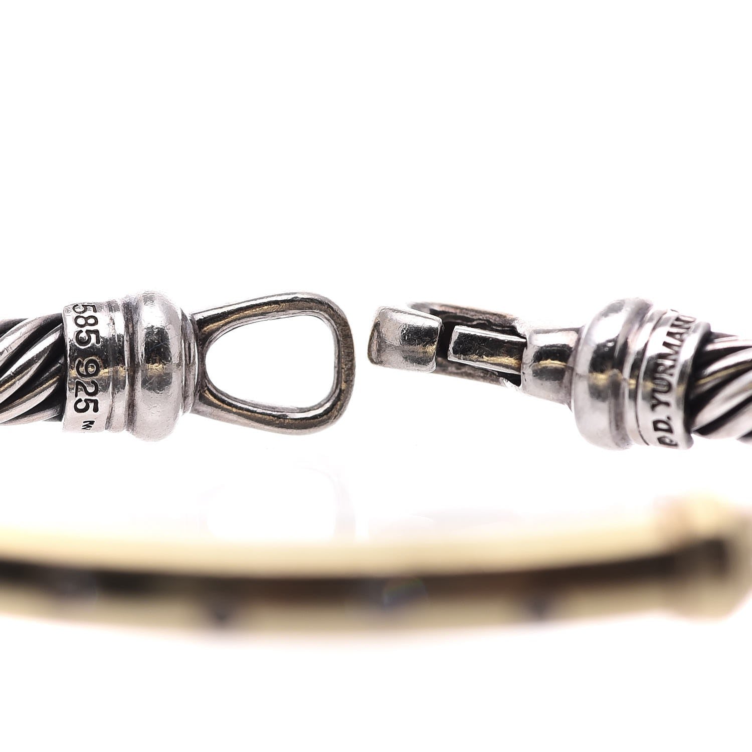 David Yurman Sterling Silver 14K Yellow Gold Diamond 5mm Metro Cable Bracelet 6 of 6