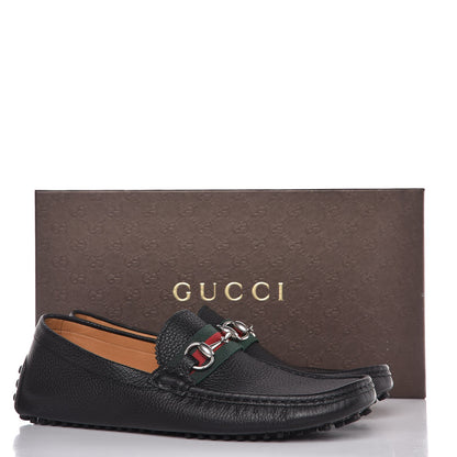 Gucci Calfskin Web Mens Horsebit Driver Loafers 8.5 Black 9 of 9